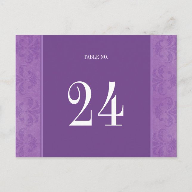 Lilac Damask Table Number (Front)