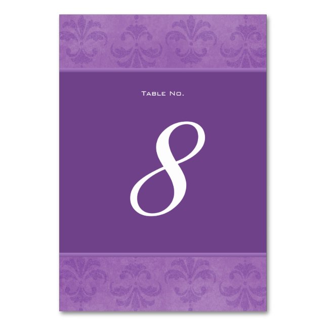 Lilac Damask Table Number (Front)