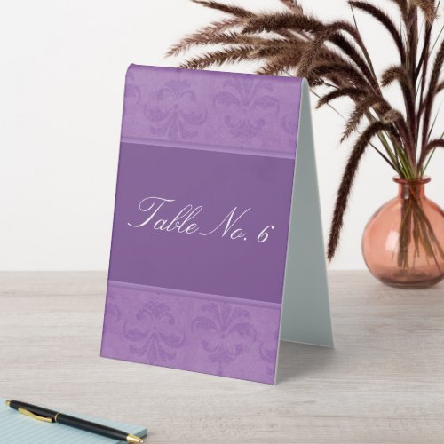 Lilac Damask Table Tent Sign