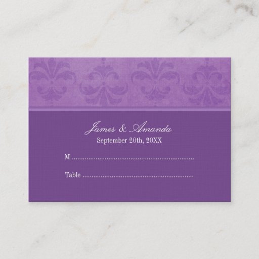 Customizable Lilac Damask Wedding Escort Business Card Template