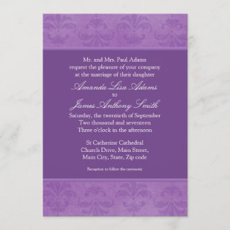 Lilac Damask Wedding Invitation