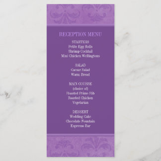 Lilac Damask Wedding Menu / Program