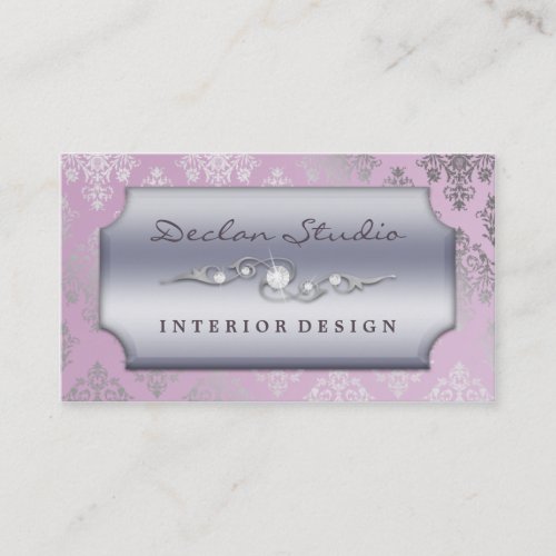 Lilac Dashing Damask Fashion/Interior Design Business Card Template