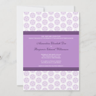 Lilac Decorative Stamp Formal Wedding Invitation