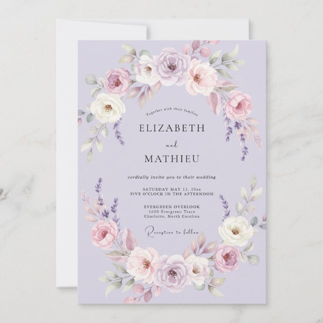 Lilac Delicate Blossom Wedding Invitation (Front)
