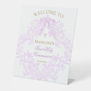 lilac design First Holy Communion welcome Pedestal Sign