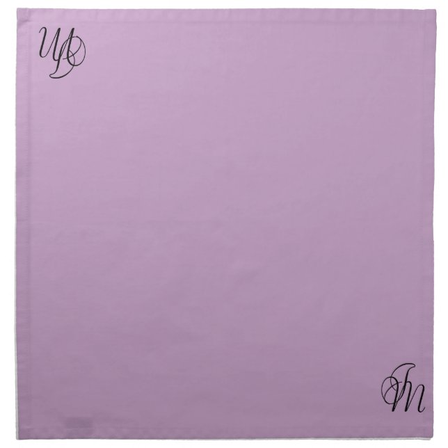 Lilac Double Monogrammed J and M Napkins (Front)