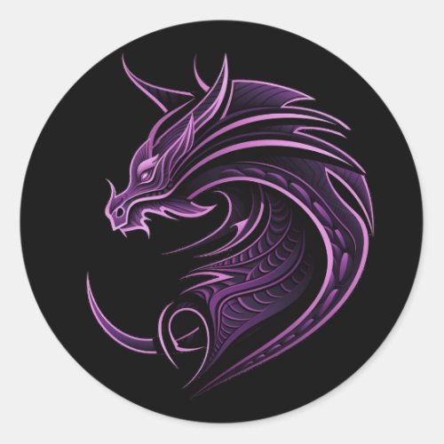 Lilac dragon minimalistic tattoo style T_Shirt Classic Round Sticker