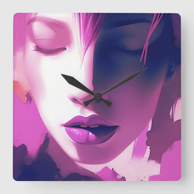 Lilac Dream Whisper – Serene, Ethereal, Purple Square Wall Clock (Front)