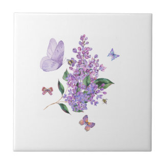 Lilac Dreams & Butterfly Whispers Ceramic Tile