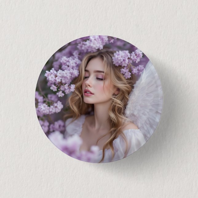 Lilac Dreams – Serene Spring Angel Button (Front)
