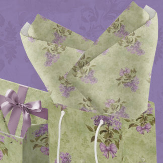 Lilac Dreams Vintage Style Green Damask Decoupage Tissue Paper