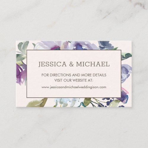 Lilac Dusty Blue Floral Boho Wedding Website Business Card