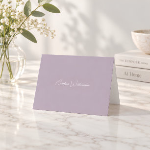 Lilac Elegant Handwriting Personalized Name Folded Thank You Card