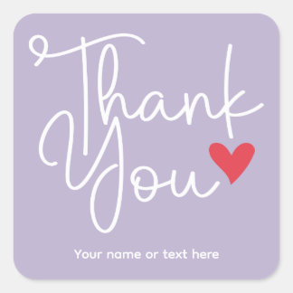 Lilac Elegant Thank You with heart Sticker