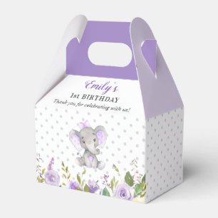 Lilac Elephant First Birthday Party Little Peanut Favor Boxes