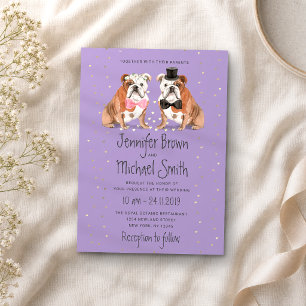 Lilac English Bulldog Wedding Dogs Invitation