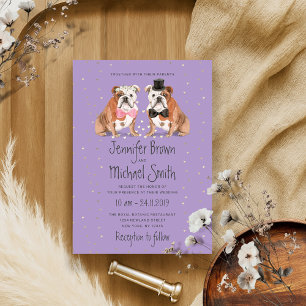 Lilac English Bulldog Wedding Dogs Invitation