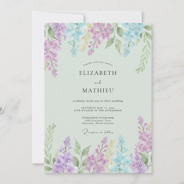 Lilac Ethereal Blossom Wedding Invitation (Front)