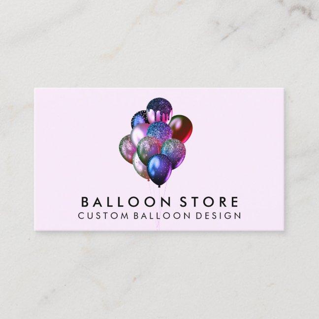 Lilac Event Plan Party Decoration Glitter Balloons Business Card