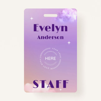 Lilac Event Staff Custom Logo Name Badge
