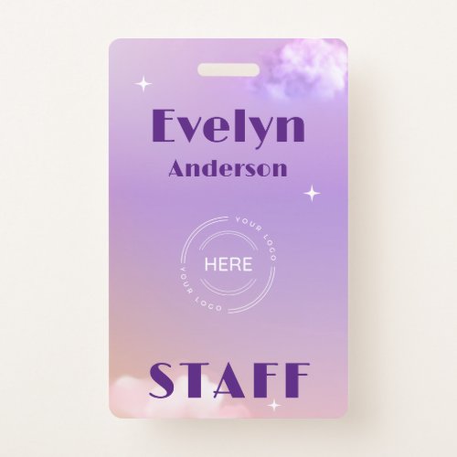 Lilac Event Staff Custom Logo Name Badge