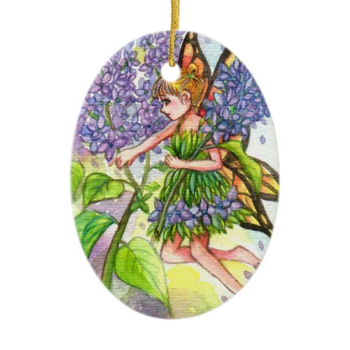 Lilac Fairy Ceramic Ornament