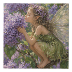 Lilac fairy faux canvas print