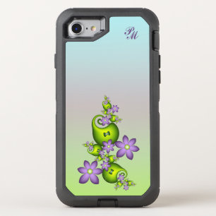Lilac Fantasy Flower Green Shapes Fractal Initials OtterBox Defender iPhone SE/8/7 Case