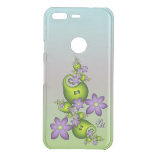 Lilac Fantasy Flowers Green Shape Fractal Initials Uncommon Google Pixel Case