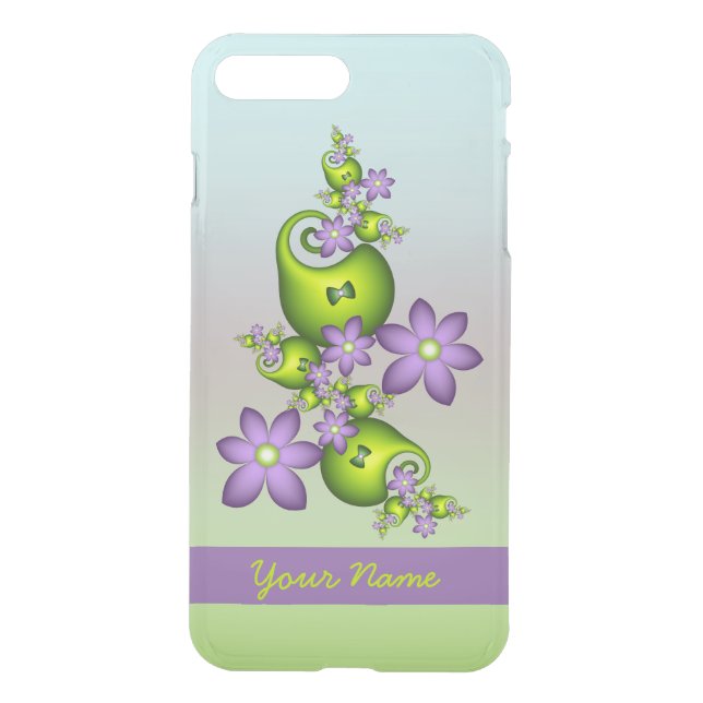 Lilac Fantasy Flowers Green Shapes Fractal Name Uncommon iPhone Case (Back)