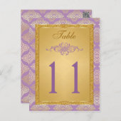 Lilac, FAUX Glitter Damask Table Number Postcard (Front/Back)