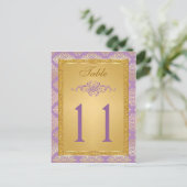Lilac, FAUX Glitter Damask Table Number Postcard (Standing Front)