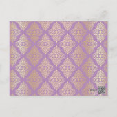 Lilac, FAUX Glitter Damask Table Number Postcard (Back)