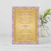 Lilac, FAUX Glitter, Damask Wedding Invitation (Standing Front)