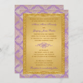 Lilac, FAUX Glitter, Damask Wedding Invitation (Front/Back)