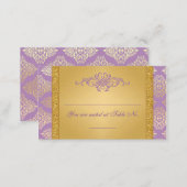 Lilac, FAUX Glitter, Damask Wedding Place Cards (Front/Back)