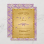 Lilac, FAUX Gold Glitter, Damask Scroll RSVP Card (Front/Back)