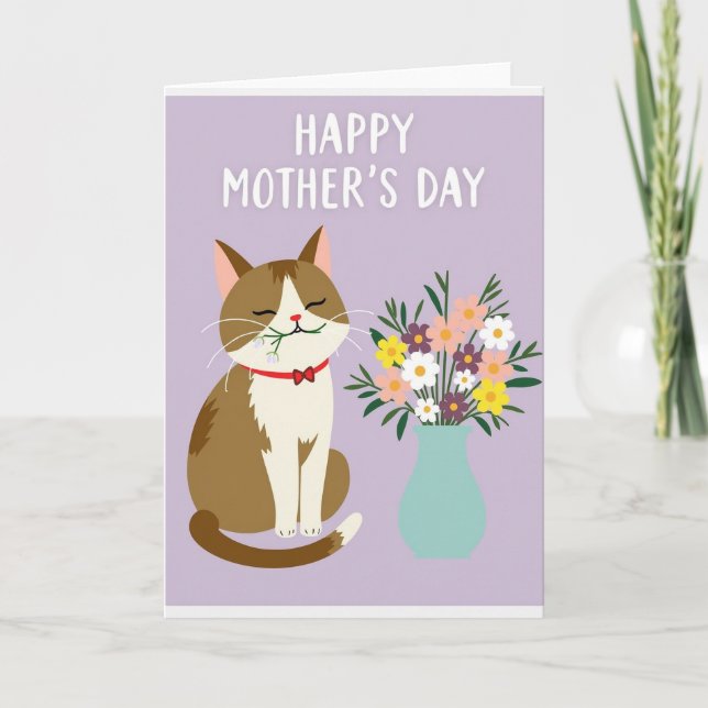 Lilac Feline Mothers Day Card (Front)