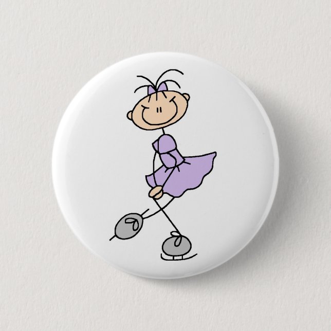 Lilac Figure Skater Girl Button (Front)
