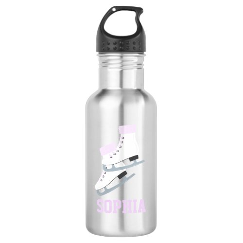 Lilac Figure Skates Personalized Girls Stainless Steel Water Bottle