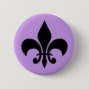 Lilac Fleur de Lis Button