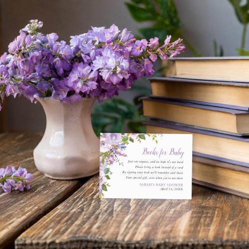 Lilac Floral Baby Shower Book Request Card