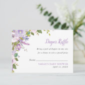 Lilac Floral Baby Shower Diaper Raffle Card (Standing Front)