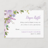 Lilac Floral Baby Shower Diaper Raffle Card (Front)