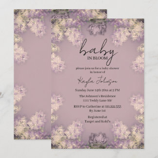 Lilac Floral Baby Shower Invitation