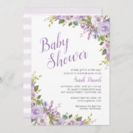 Lilac Floral Baby Shower Invitation