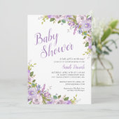 Lilac Floral Baby Shower Invitation (Standing Front)