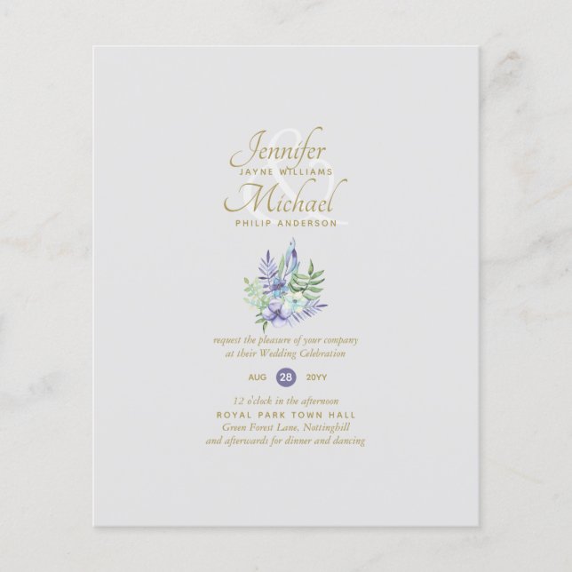 Lilac Floral Bridal Shower by Mail or Wedding (Front)