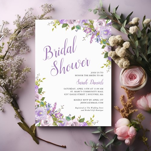 Lilac Floral Bridal Shower Invitation